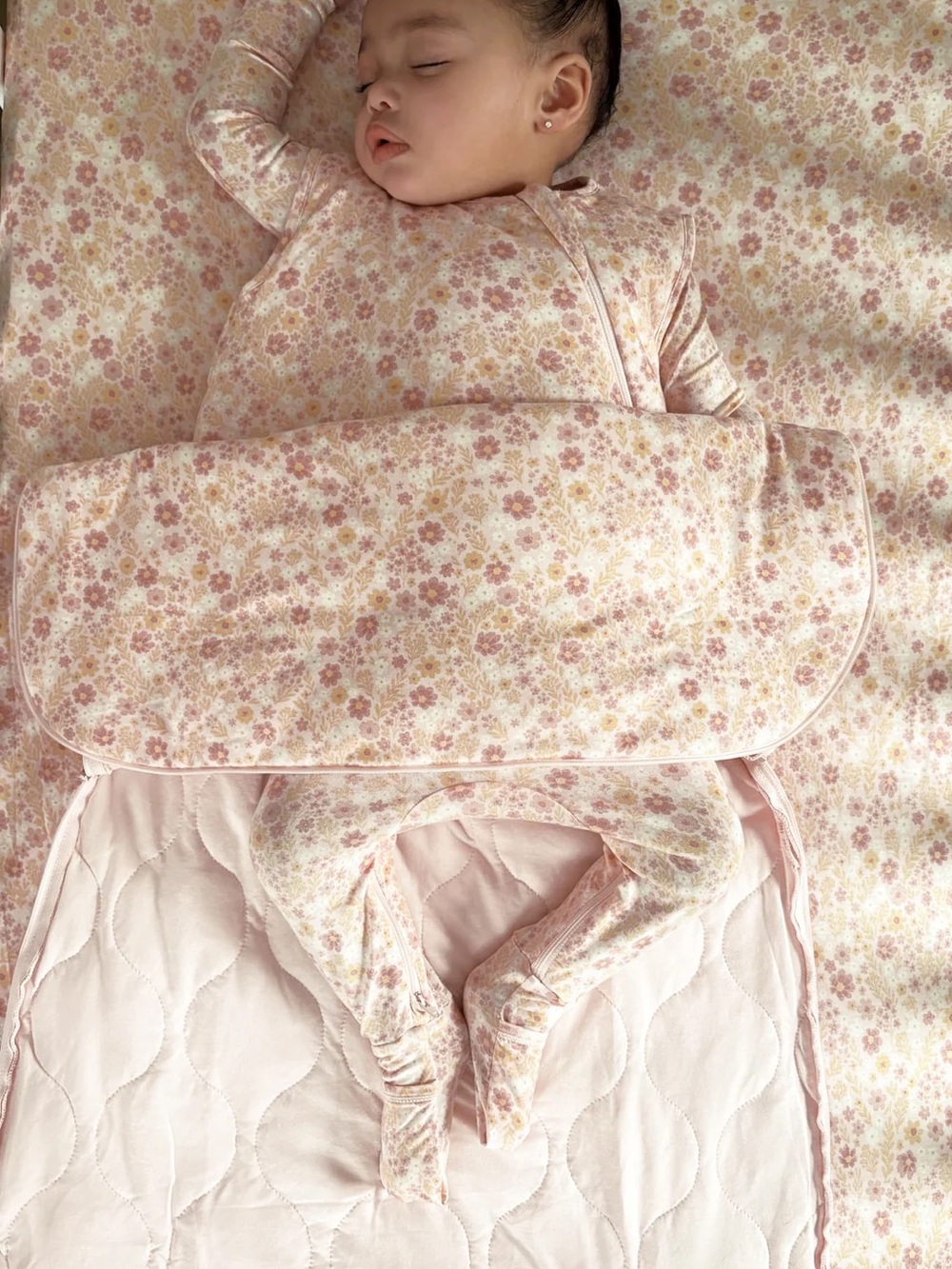 Floral Pink Sleep Sack and Footed Pajama Set